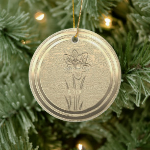 Gold Holiday Season Vibe Ceramic Ornament