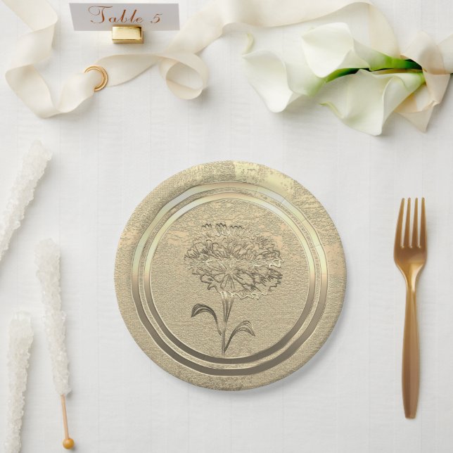 Gold Holiday Season Vibe Paper Plate (Wedding)