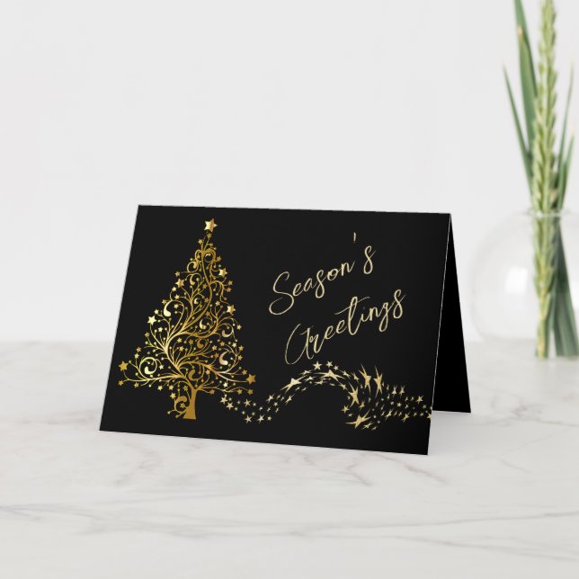 Gold Holiday Star Tree Card (Front)