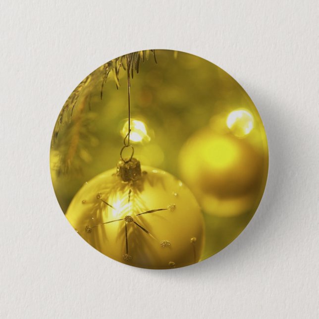 Gold Holiday Tree Decoration 2 Inch Round Button (Front)