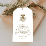 Gold Holly Berry Bouquet Romantic Merry Christmas Gift Tags<br><div class="desc">This Christmas gift tag features elegant and romantic swirly calligraphy lettering with a winter holly berry bouquet,  and a simple pine tree pattern on the back. For more advanced customization of this design,  please click the BLUE DESIGN TOOL BUTTON above!</div>