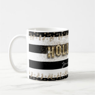 Gold Hollywood Black & White Stripes Coffee Mug