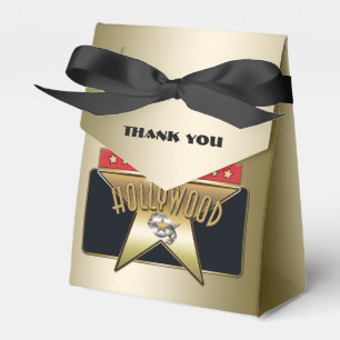 Gold Hollywood Retro Star Party Bow Favour Box
