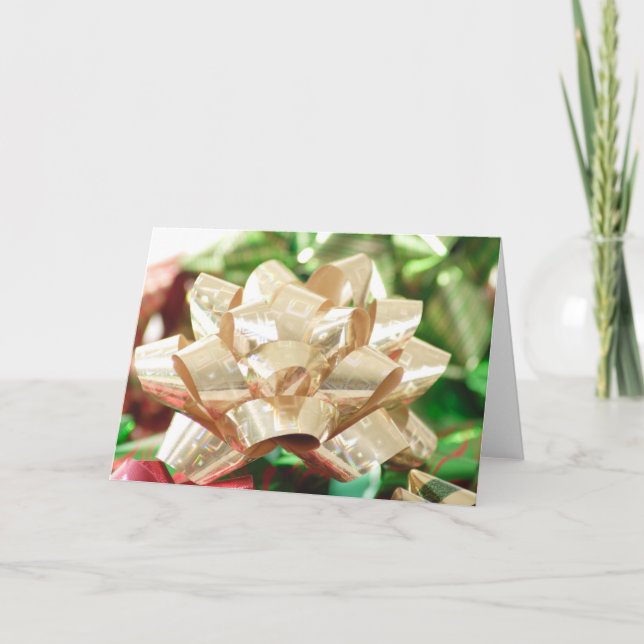 Gold Holographic Bow Greeting Card (Front)