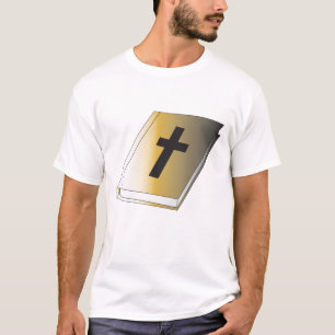 Gold Holy Bible with Black Cross Religious T-Shirt