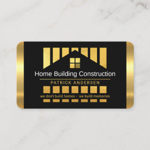 Gold Home Building Silhouette Construction Piling Business Card