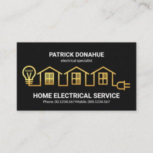 Gold Home Circuit Wiring Electrical Contractor Business Card
