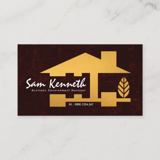 Gold Home Development Manager Building Contractor Business Card (Front)
