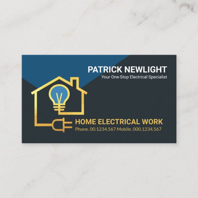 Gold Home Electric Wiring Circuit Business Card (Front)