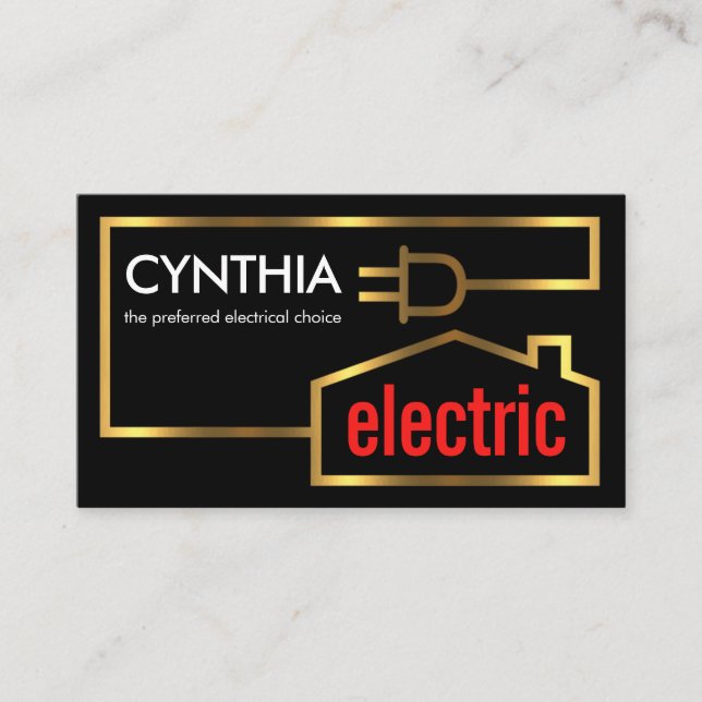 Gold Home Electrical Circuit Business Card (Front)