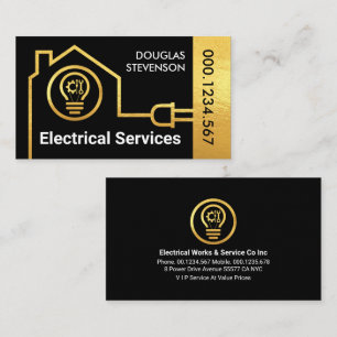 Gold Home Electrical Circuit Plug Business Card