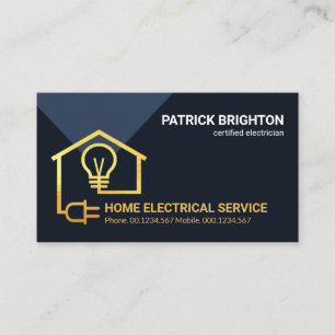 Gold Home Electrical Circuit Wiring Electrician Business Card