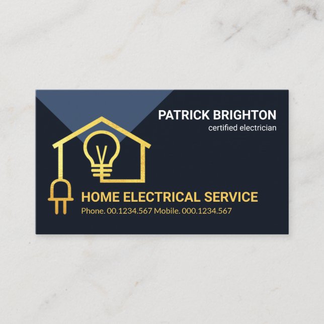 Gold Home Electrical Wiring Circuit Business Card (Front)