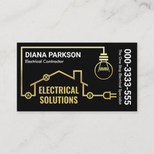 Gold Home Electrical Wiring Circuit Business Card