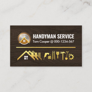 Gold Home Handyman Tools On Timber Business Card