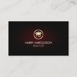 Gold Home Remodeling House Icon Business Card