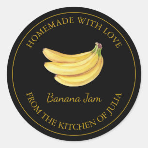 Gold Homemade Banana Jam Label Black