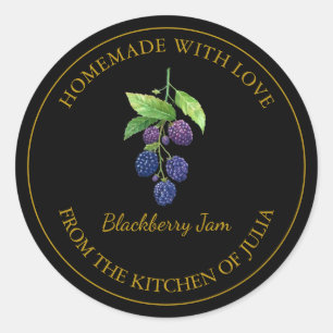 Gold Homemade Blackberry Jam Label Black
