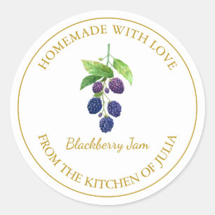 Gold Homemade Blackberry Jam Label   White
