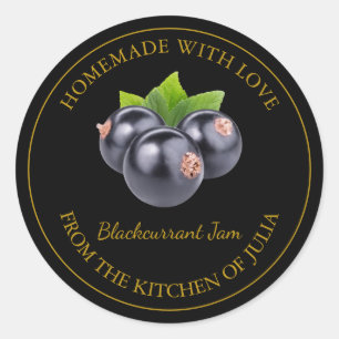 Gold Homemade Blackcurrant Jam Label   Black