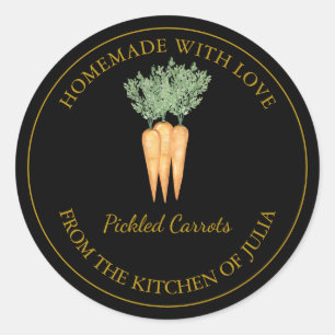 Gold Homemade Carrot Pickle Label   Black