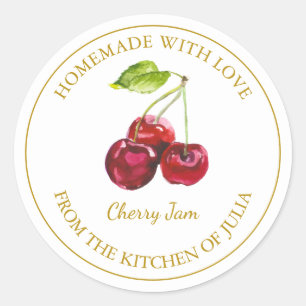 Gold Homemade Cherry Jam Label White