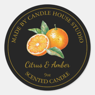 Gold Homemade Citrus Candle Label   Black