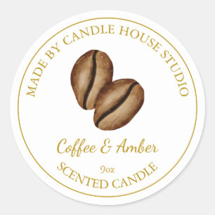 Gold Homemade Coffee Candle Label   White