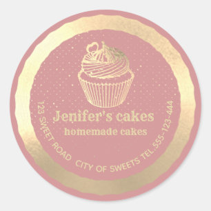 Gold Homemade cupcakes and treats packaging Classic Round Sticker