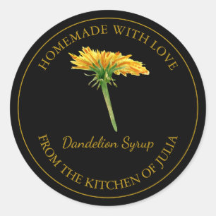 Gold Homemade Dandelion Syrup Label   Black