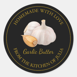 Gold Homemade Garlic Butter Label Black