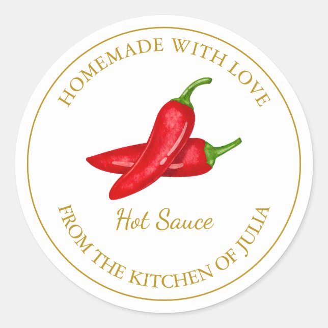 Gold Homemade Hot Sauce Label | White (Front)