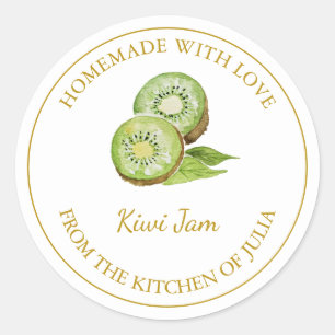 Gold Homemade Kiwi Jam Label White