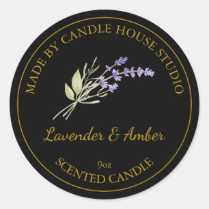 Gold Homemade Lavender Candle Label   Black