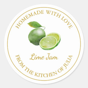Gold Homemade Lime Jam Label White