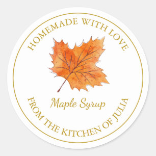 Gold Homemade Maple Syrup Label   White