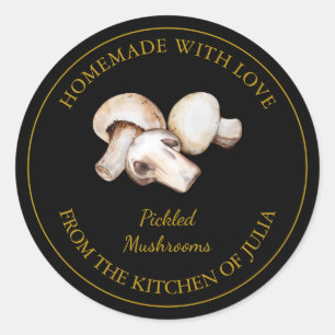 Gold Homemade Mushrooms Pickle Label   Black