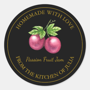 Gold Homemade Passion Fruit Jam Label Black