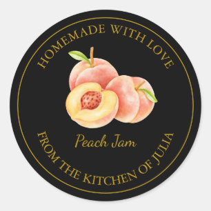Gold Homemade Peach Jam Label   Black