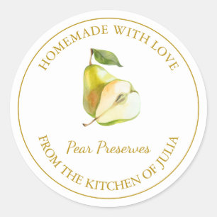 Gold Homemade Pear Preserves Label White