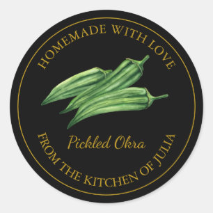 Gold Homemade Pickled Okra Label Black