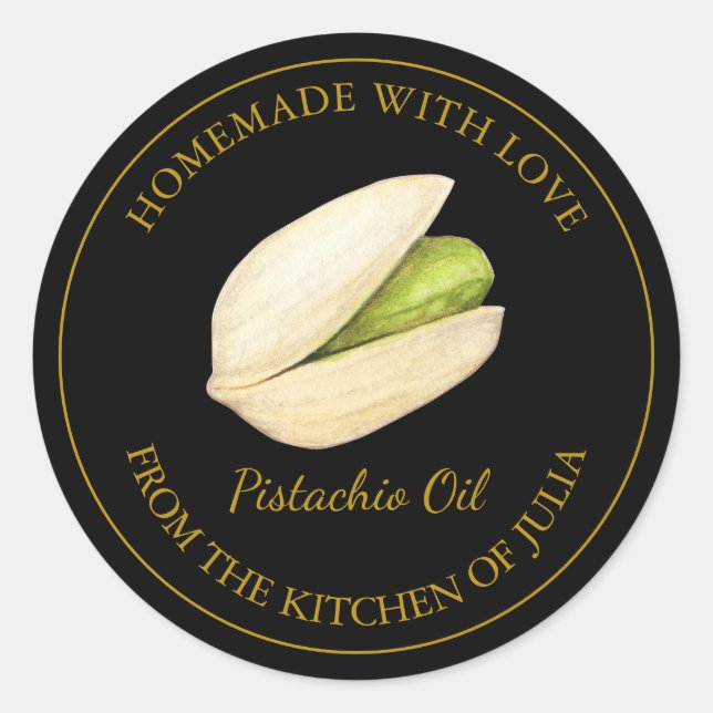Gold Homemade Pistachio Oil Label | Black (Front)