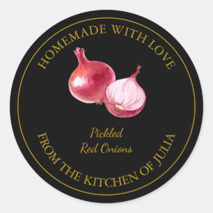 Gold Homemade Red Onion Pickle Label Black