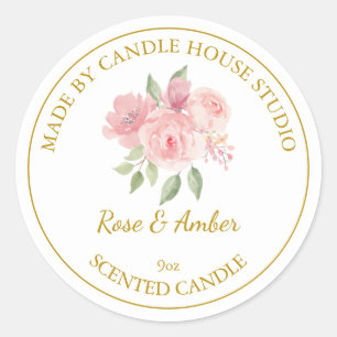 Gold Homemade Rose Candle Label   White