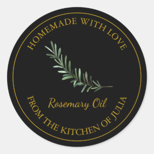 Gold Homemade Rosemary Oil Label Black