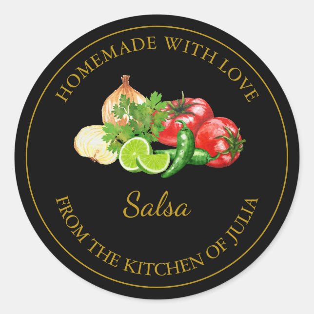 Gold Homemade Salsa Label | Black (Front)