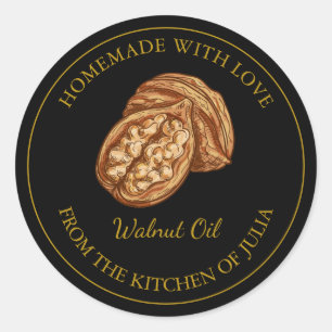 Gold Homemade Walnut Oil Label Black