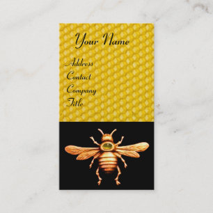 GOLD HONEY BEE / BEEKEEPER BEEKEEPING MONOGRAM BUSINESS CARD