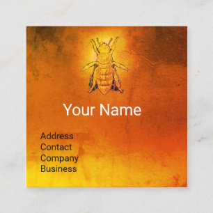 GOLD HONEY BEE,BEEKEEPING,BEEKEEPER APIARY Yellow Square Business Card