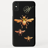 GOLD HONEY BEES MONOGRAM Black
